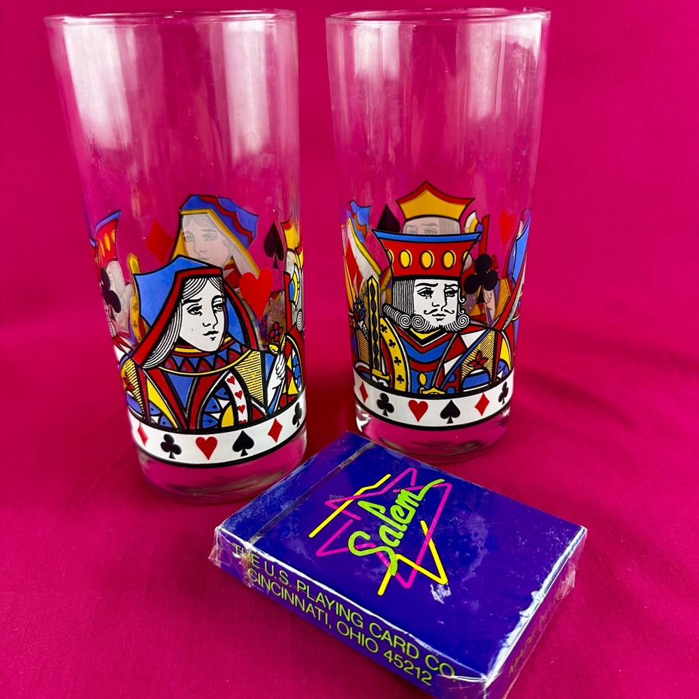Vintage‎ Game Night Bundle 2 80s Playing Cards Glasses 90s Salem Cigarettes Deck